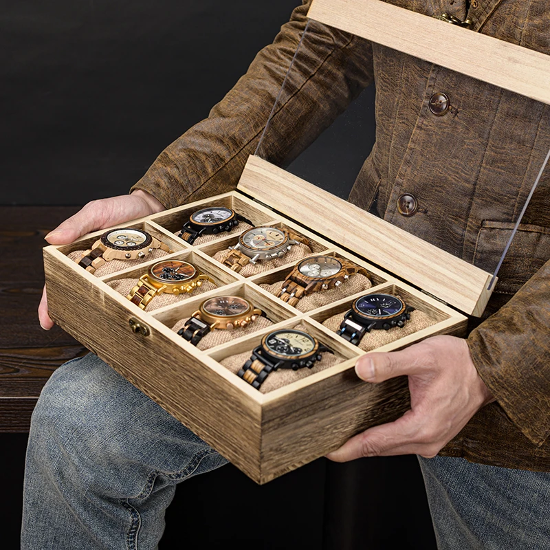 

BOBO BIRD Wood Wrist Watch Display Box Organizer Storage Box Watches Holder Jewelry Display Case with pillows without watches