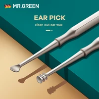 mr green ear pick wax removal stainless steel cleansing earwax with a small cleaning brush curette professional plugs scooping