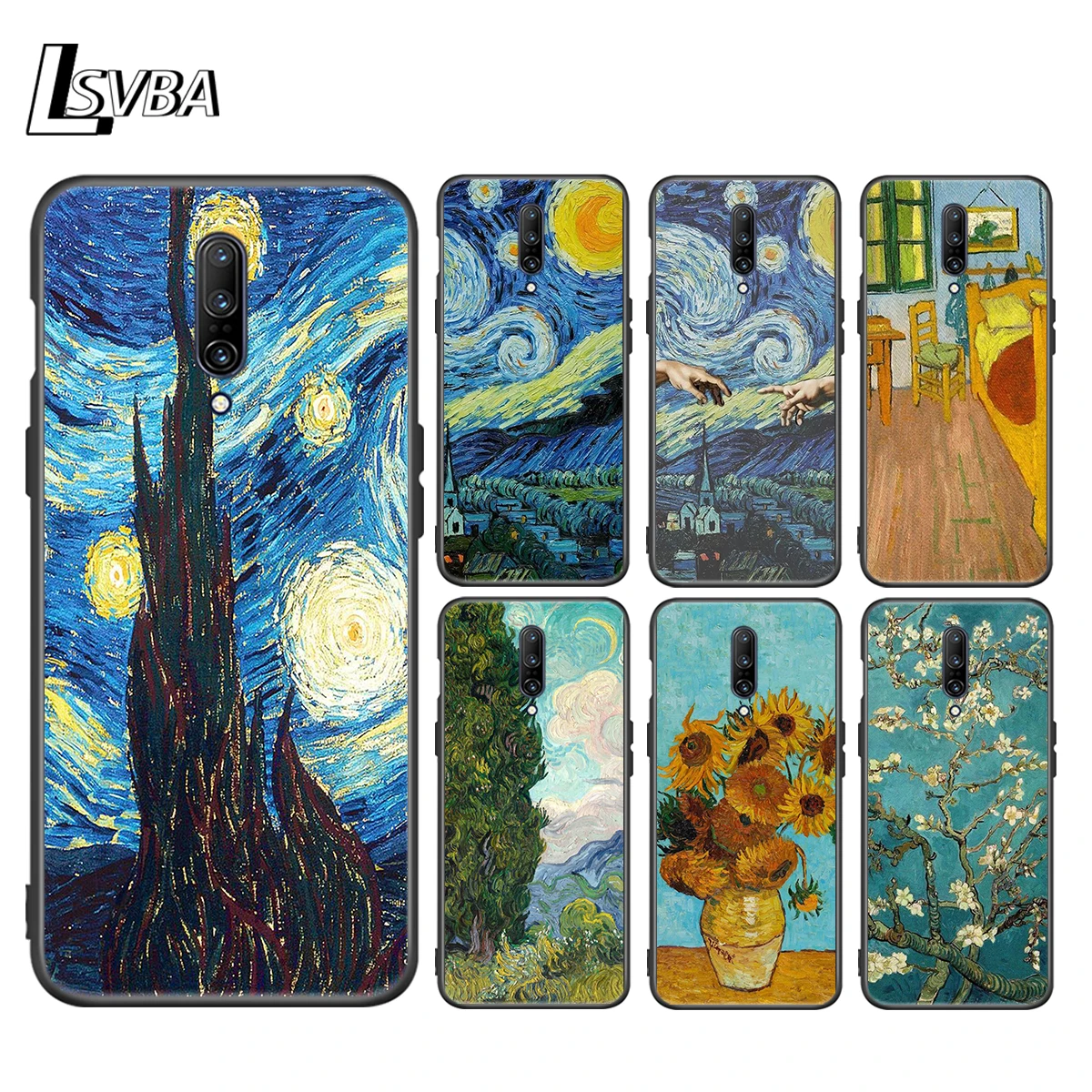 Черный силиконовый чехол Van Gogh Oil Art для OnePlus 5 5T 6 6T 7 7T 8 8Pro супер яркий глянцевый