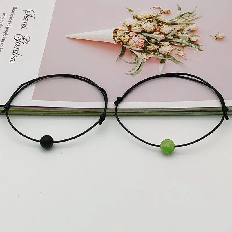 2 шт./компл. браслет из матового черного камня с натуральным камнем и бусинами