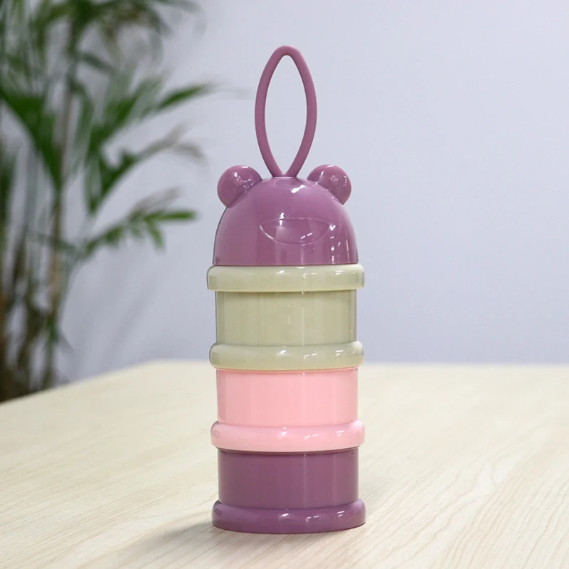 Style 2 purle 3 слоя лягушка Стиль Портативный контейнер для детского питания коробка Эфирное Крупы мультфильм молоко Бутылочки для присыпки для малышей Дети формула контейнер для молока - Цвет: Style 2 purle