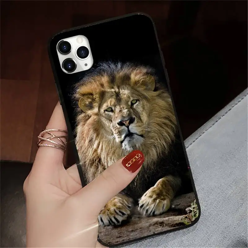 

Lion black art King of the Prairie Phone Case for iPhone 11 12 pro XS MAX 8 7 6 6S Plus X 5S SE 2020 XR