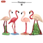 Oenux симпатичная миниатюрная птичка фламинго, модель диких животных, Розовый фламинго, фигурка фмг, украшение для дома, сада, аксессуар, детская игрушка