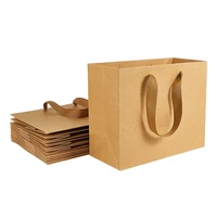 10pcs rectangle kraft paper shopping bags with handlesgiftparty bagsretail handle bagsmerchandise bagswedding party bags