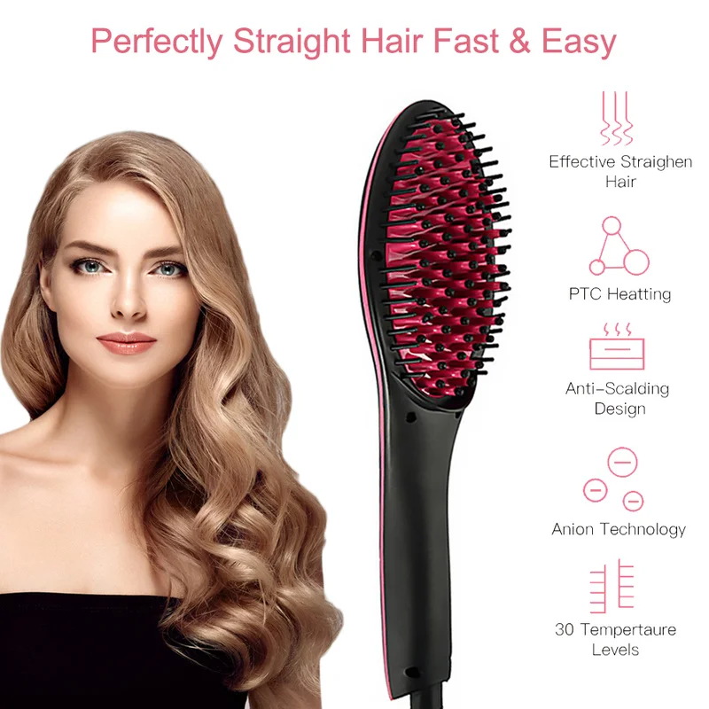 2018 просто прямые утюжки для выпрямления волос. Керамическая щетка способствует