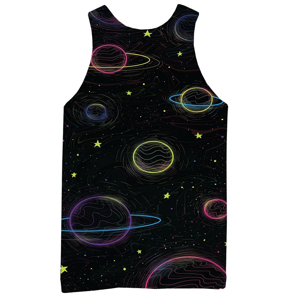 Пространство майка для мужчин 3D из набивной ткани с Galaxy двух изделий: топа рисунком Графический жилет|Майки|