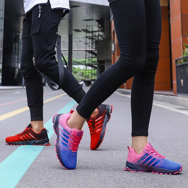 Outdoor Pink Mesh Breathable Running Shoes Women Cheap Sport Shoes Summer Marathon Athletic Shoe Woman Couple Keep Running Shoes