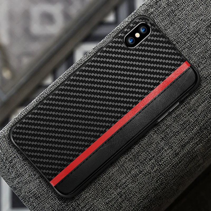 Slim Ultra-thin Case For iPhone X XS Max XR 7 8 6 6S Plus Carbon Fiber Luxury Business Cover iPhoneX iPhone7 iPhone6 iPhone11 On |