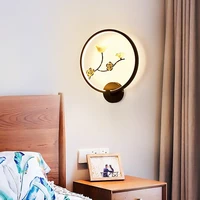 ouuzuu 220v modern wall lamp style chinese country retro decorative wall light bedside lamp installation attic for home lighting