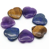 natural heart shaped semi precious stones beads fashionable massage crystal healing stones for women men charm jewelry gifts
