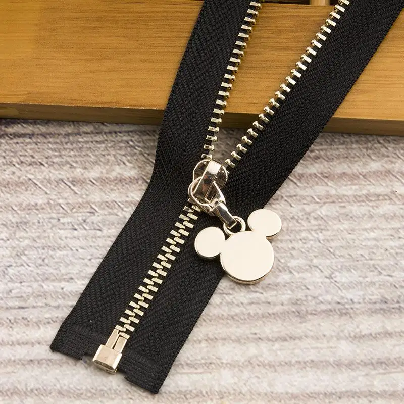 Детское пальто на молнии с металлическим открытым хвостом и застежкой-молнией без 3 детская одежда с декоративными зубами и медными зубами полоска на молнии - Цвет: Black
