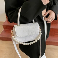 stone pattern pearl chain design ladies shoulder bag pu leather crossbody bag for women summer fashion brand handbags totes