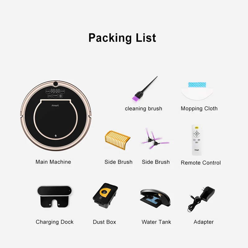 

Fmart Robot Vacuum Cleaner Vacuum Wet Mopping&Dry Pet Hair and Hard Floor Auto Charging 1000PA Powerful Suction NoTax Warehouse