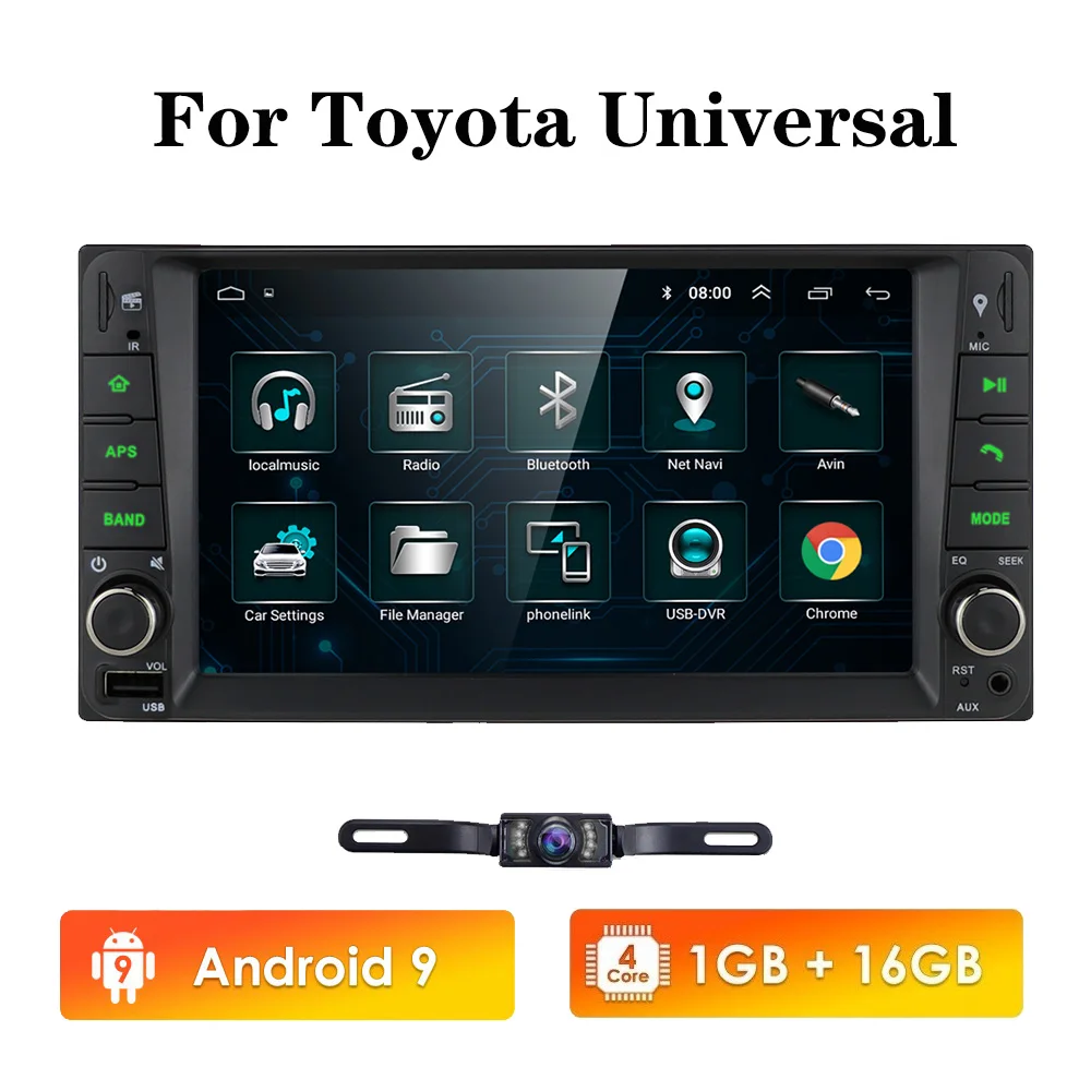 2 din Android 9 0 автомобильный мультимедийный плеер для Toyota Hilux VIOS Old Camry Prado RAV4 2003 2008 dvd с