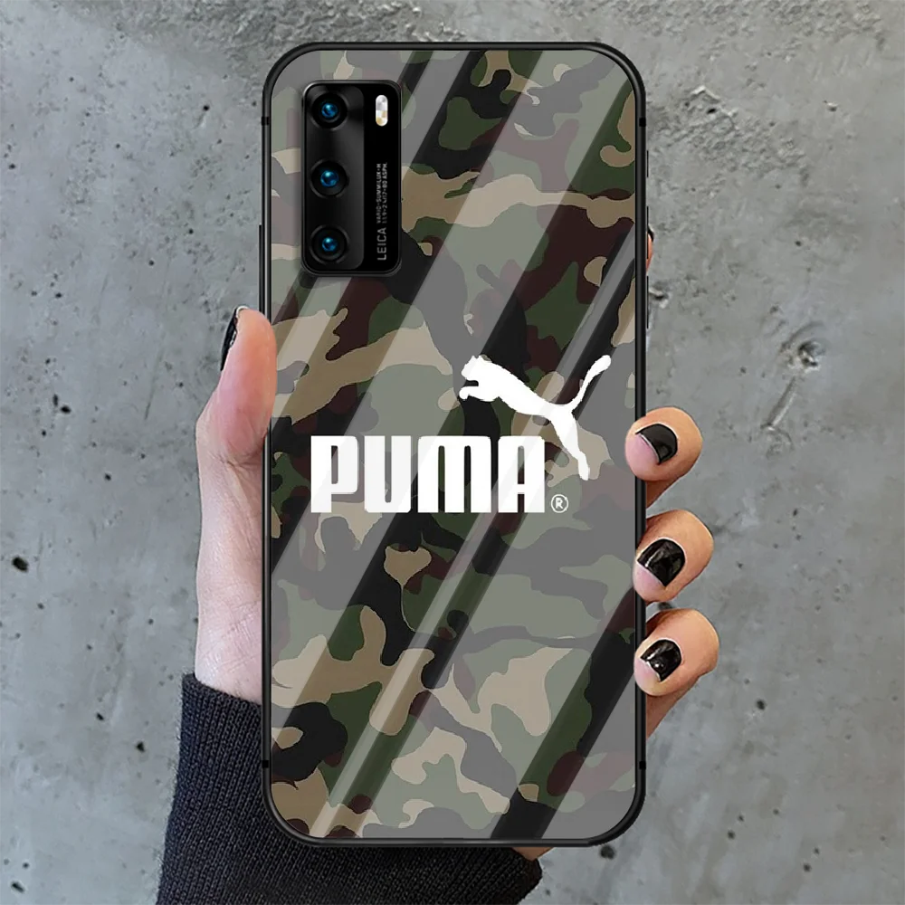 

Sports leopard brand puma Phone Tempered Glass Case Cover For Huawei P Nova Mate 5T 20 30 40 Pro Lite Smart 2019 2021 Prime