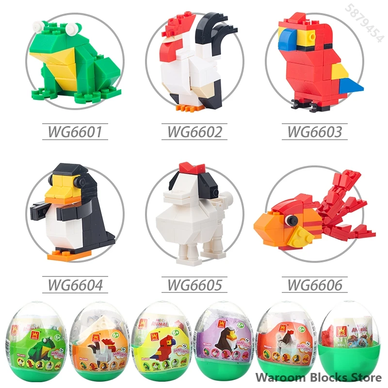 WG6601 6606 рисунок с животными комплект игрушки лягушка петух попугай строительные