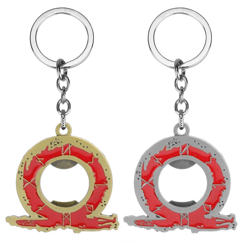 

God Of War Anime Keychain Women Beer corkscrew Funny Cute Pendants Key Ring for Men Cartoon Couples Zinc Alloy Jewelry llaveros