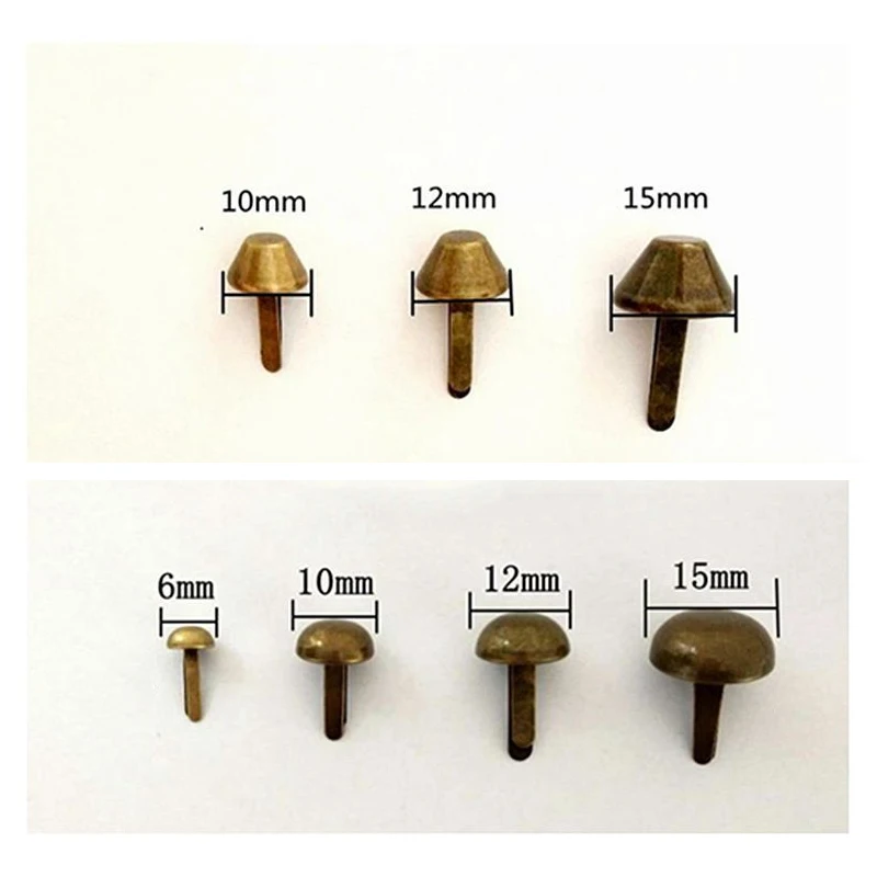 

100pcs/pack 6/10/12/15mm Alloy Mushroom Rivet Screw Pointed Nails Piercing For Leather Craft Purses Bags DIY Accessories