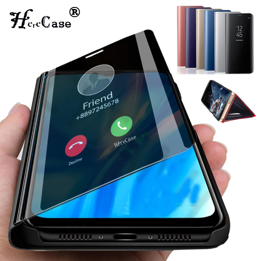 Умный зеркальный чехол с окошком для экрана флип samsung Galaxy S10 S9 S8 Plus Note 9 8 10 A10 A20 A30 A40