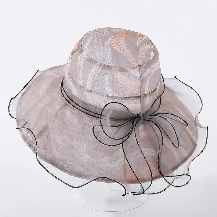 Модная женская летняя пляжная шляпа от солнца из органзы с широкими полями |