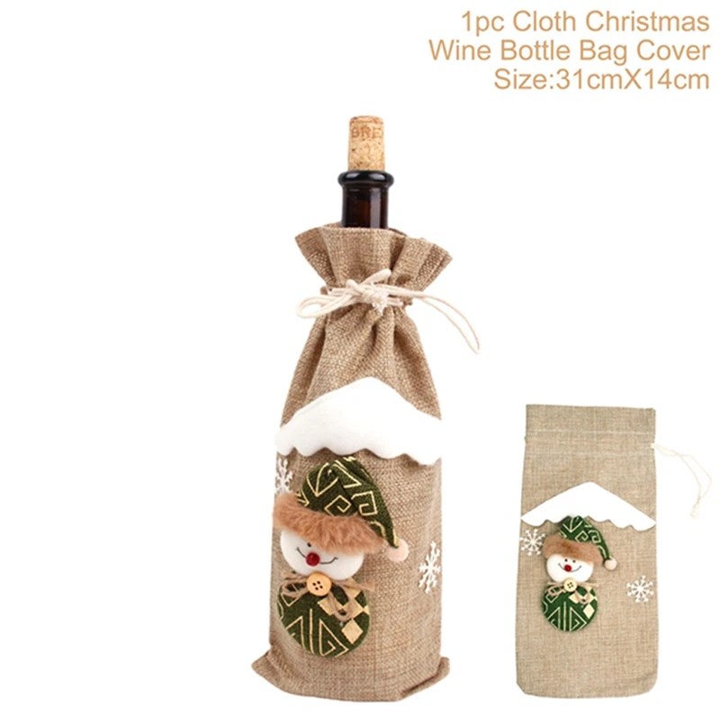 Wine Bottle Cover 6 шт. рождественские товары Кубок для шампанского вина Стекло Подвески веселого Рождества Декор для дома Noel с утолщённой меховой опушкой, Рождество Happy год - Цвет: Wine Bottle Cover