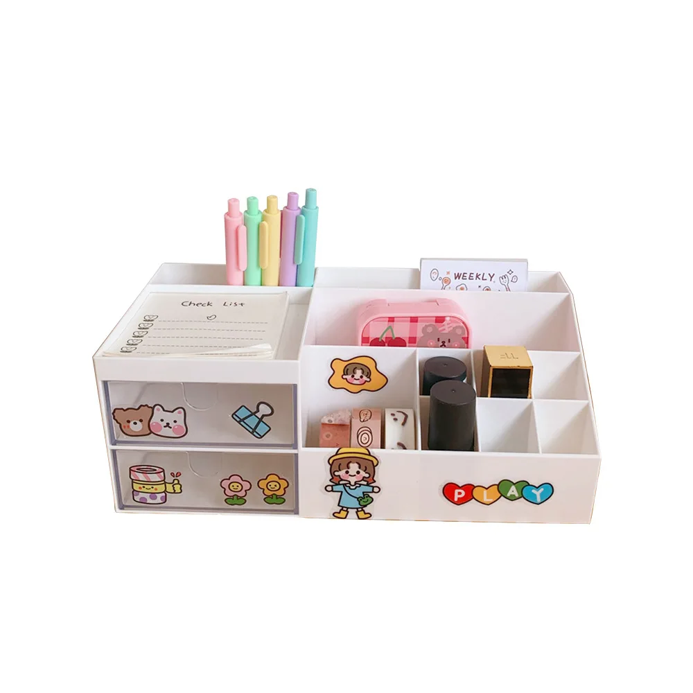 

Ins Simple PP Desk Stationery Collection Set Pencil Holder Home Office Desk Organizer
