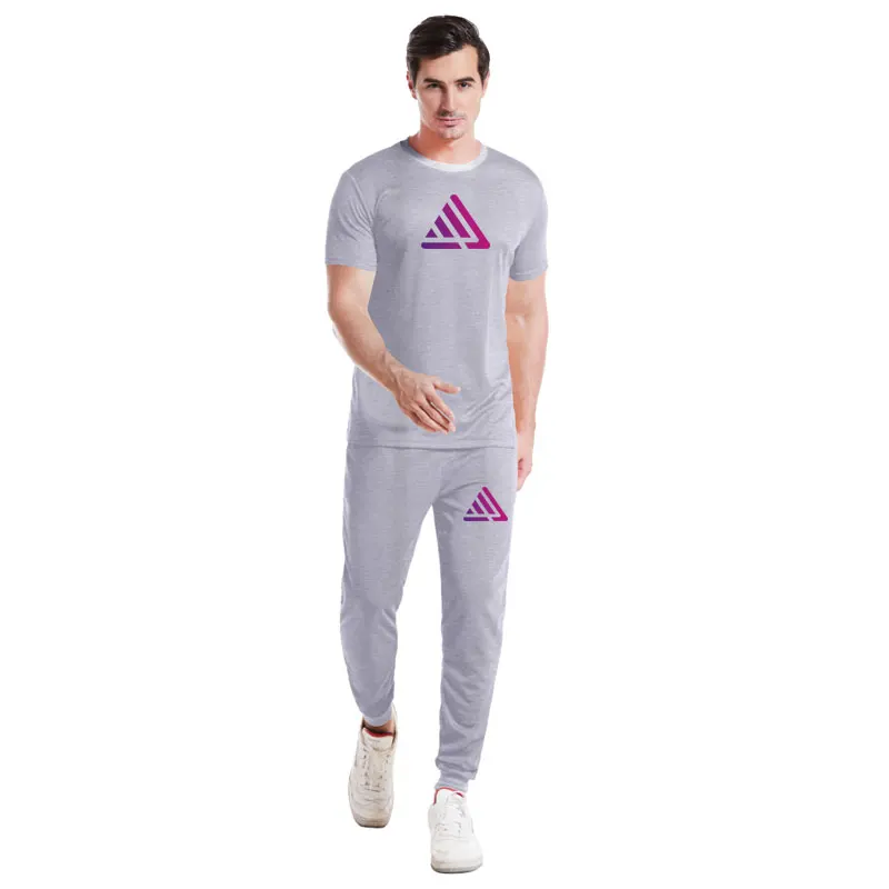 

Summer 2021 men Casual Fashion Short sleeve suit Pure Cotton Loose trousers Round Collar T-shirt Two-Piece Set