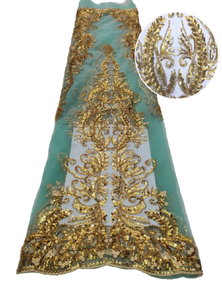 

Новейшая африканская сетчатая кружевная ткань, вышивка, блестки, бусины, французское Тюлевое кружево, ткань для нигерийской свадебной вече...