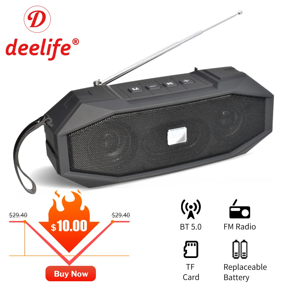 Беспроводная Bluetooth Колонка Deelife портативная стереоколонка с FM радио BT 5 0 для дома