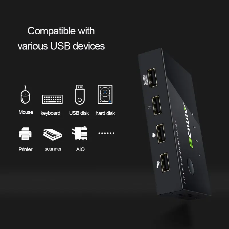 TZT 4 порта USB KVM переключатель в из w/USB кабели для клавиатуры U диск принтер сканер AM