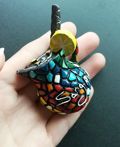 Полимерная наклейка на холодильник 3d чашку с апельсиновым соком и лимоном