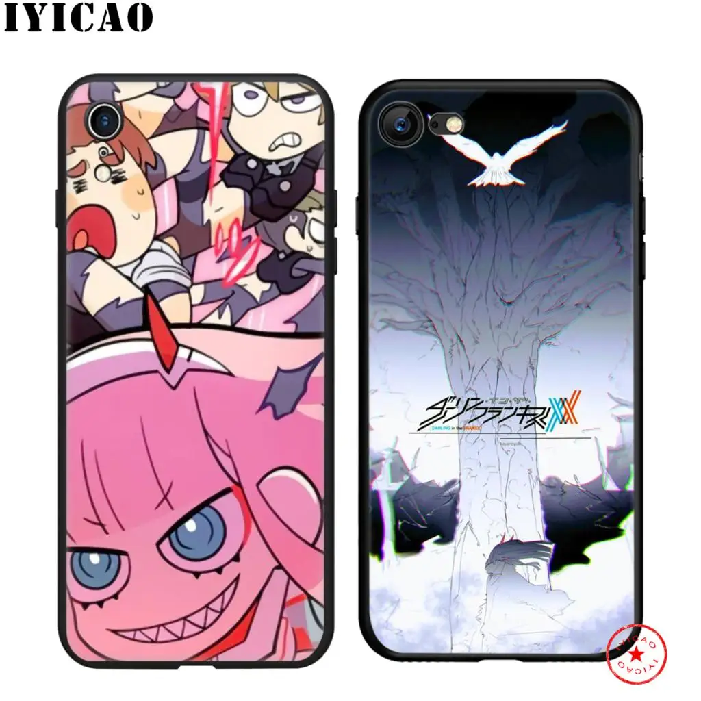 Мягкий Черный силиконовый чехол IYICAO Darling in the FranXX для iPhone 11 Pro Xr Xs Max X или 10 8 7 6 6S Plus 5