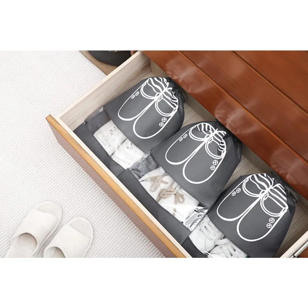 Переносная вместительная Водонепроницаемая Нетканая сумка на шнурке для обуви