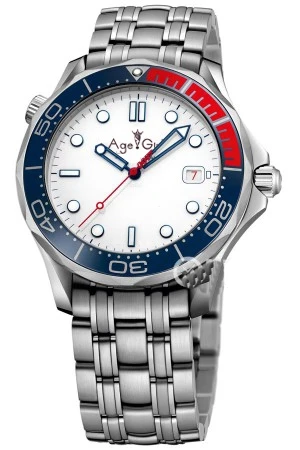

Luxury New Men Automatic Mechanical Watch Silver Red 007 Blue Ceramic Bezel Crystal Sapphire Limited Canvas Fabric Watches