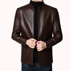 Новая кожаная куртка Мужское Пальто мотоциклетная куртка мужская новая весенняя кожаная куртка с воротником-стойкой кожаная куртка
