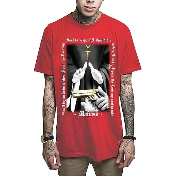 

Mafioso Men's Baptism T Shirt Red Skate Hip-Hop Crewneck Tops Tee T-Shirts