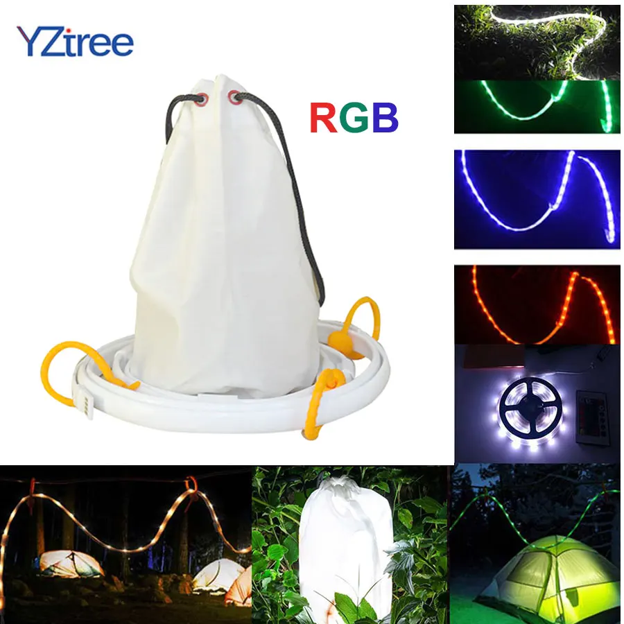 Водонепроницаемый Кемпинг RGB Светодиодные ленты светильник Фонари лампа 1 5 м SMD