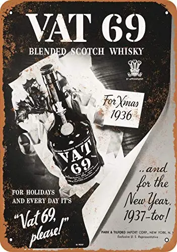

8x12 дюймов 1936 НДС 69 шотландский виски винтажный вид металлический знак настенный знак 20x30 см