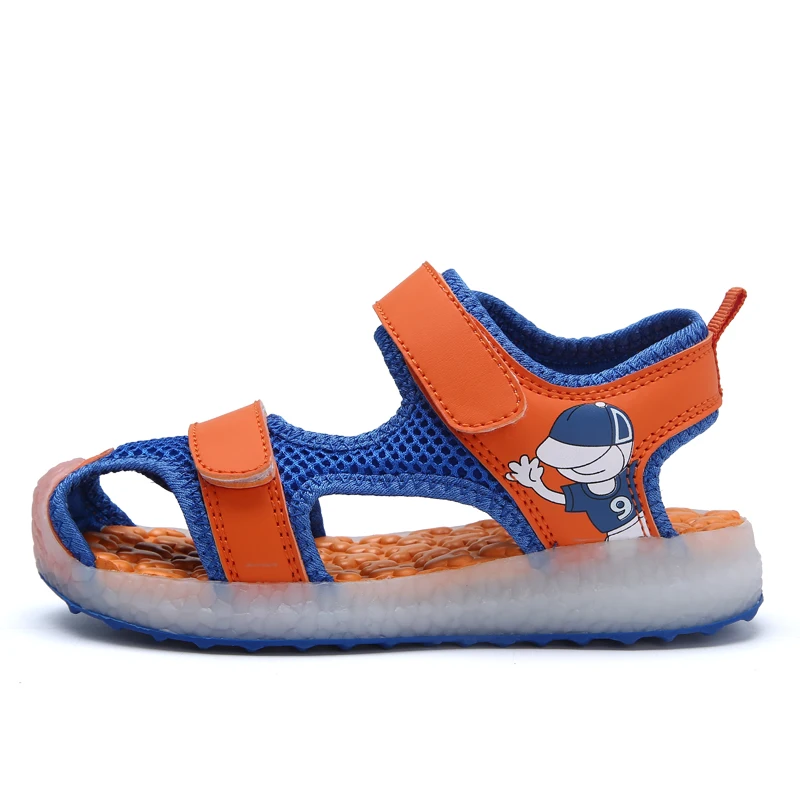 Сандалии детские зеленые с USB зарядкой легкие босоножки подсветкой удобная