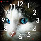 Полный набор для алмазной живописи наборы для вышивки крестом с часовым механизмом мозаика 5D Diy круглой формы с изображением животных, котов 3d вышивка подарок