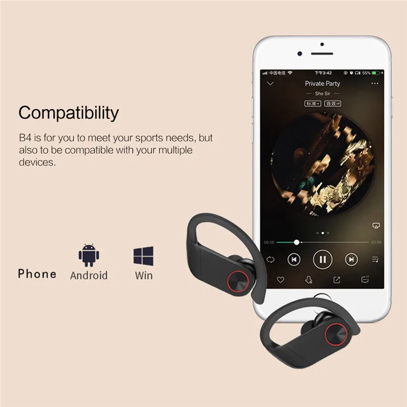 

Wireless Sports Waterproof Earphones TWS HiFi Bluetooth 5.0 Earphone Ear Hook Running Noise Cancelling Stereo Earbuds with Mic