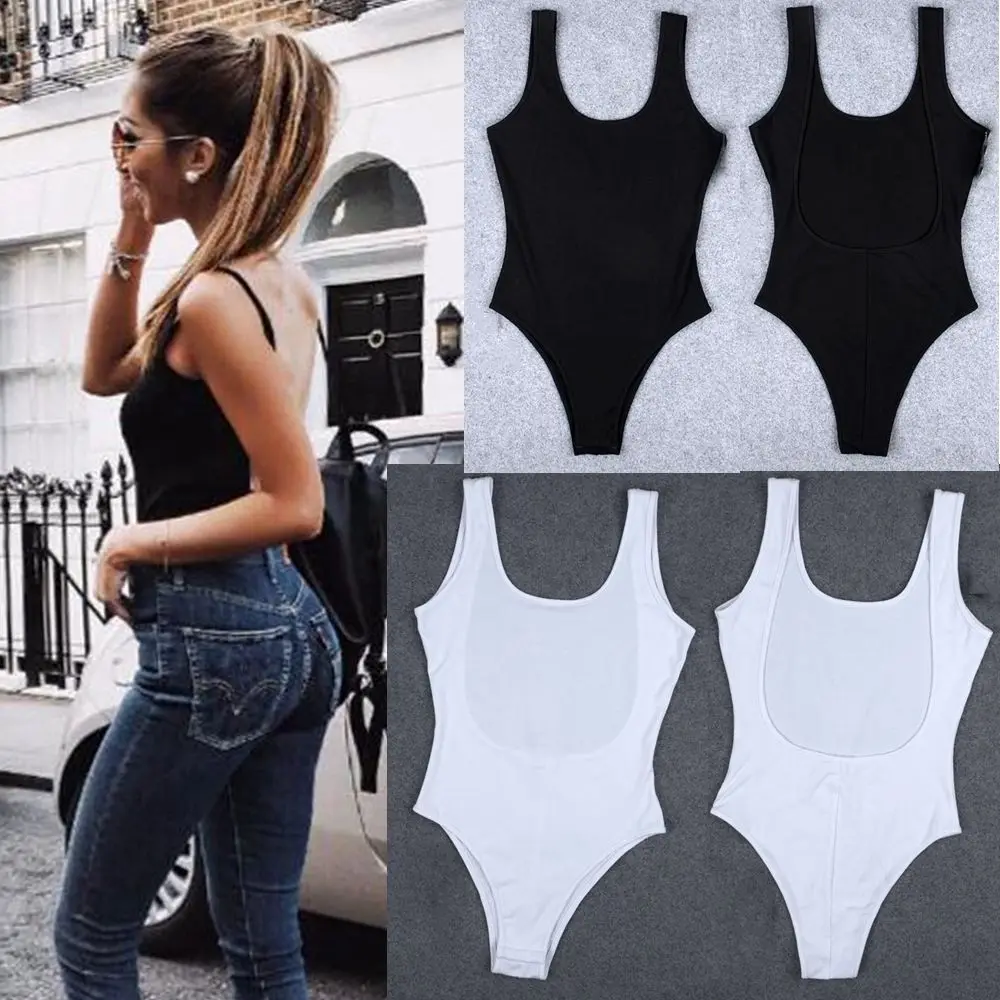 Женское боди без рукавов с открытыми плечами