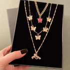 Винтажное ожерелье с подвеской-бабочкой для женщин, богемное акриловое многослойное ожерелье-бабочка на цепочке, 2021, модное ожерелье, ювелирные изделия