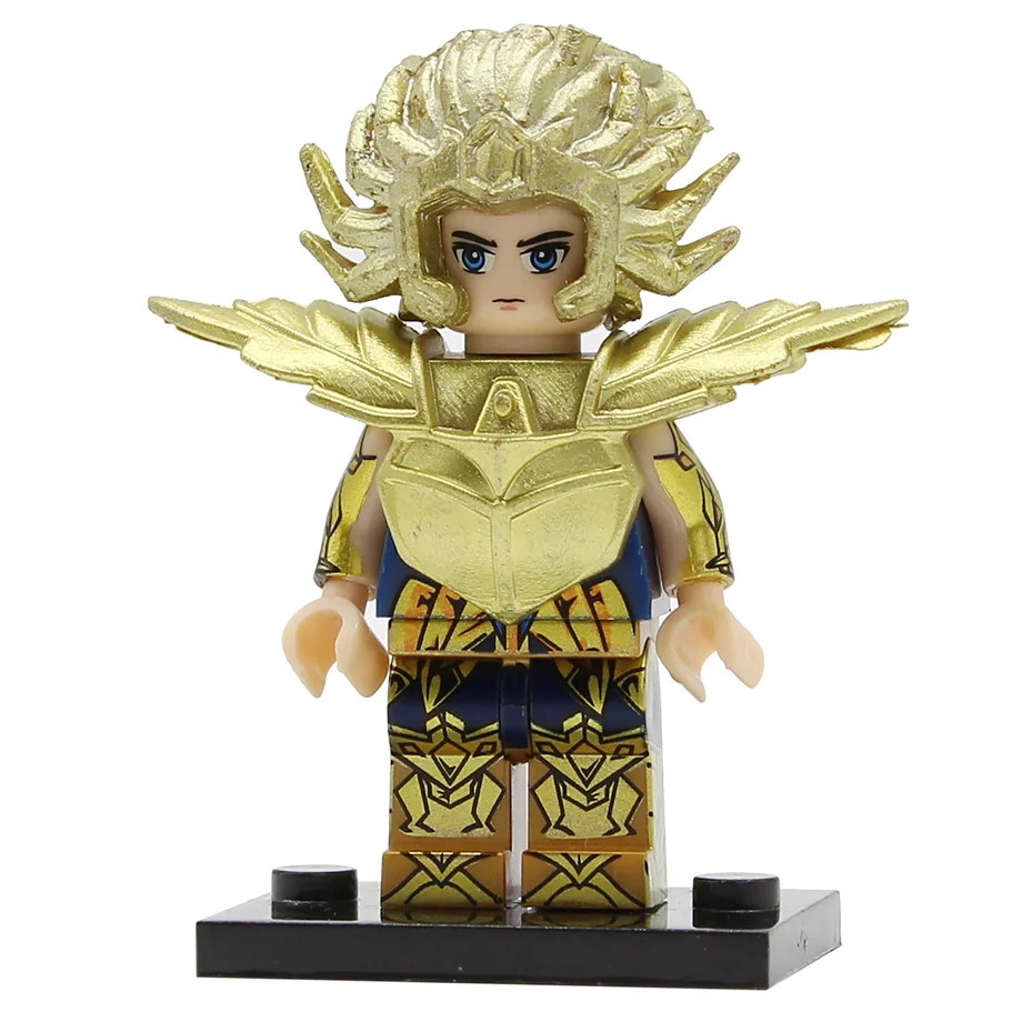 6 шт./партия, Золотая фигурка Святого Сейя из мультфильма, Athena Shiryu Mu SAGA Aioria Shaka Dohko Milo Aiolos, строительные блоки, модель, кирпичи, игрушки