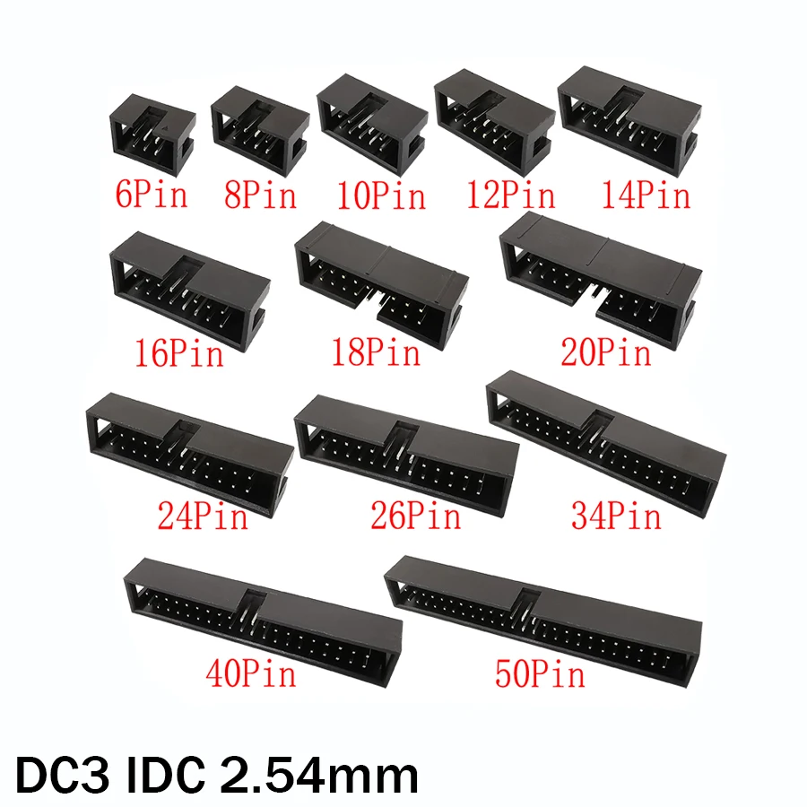 10 шт. DC3 2 54 мм Шаг IDC 6P ~ 50Pin JTAG разъем штырьковый прямой штырь в коробке PCB штыревой с