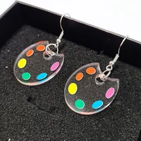 new fashion creative acrylic palette drop earrings for women girl personality funny geometric long dangle earrings party jewelry