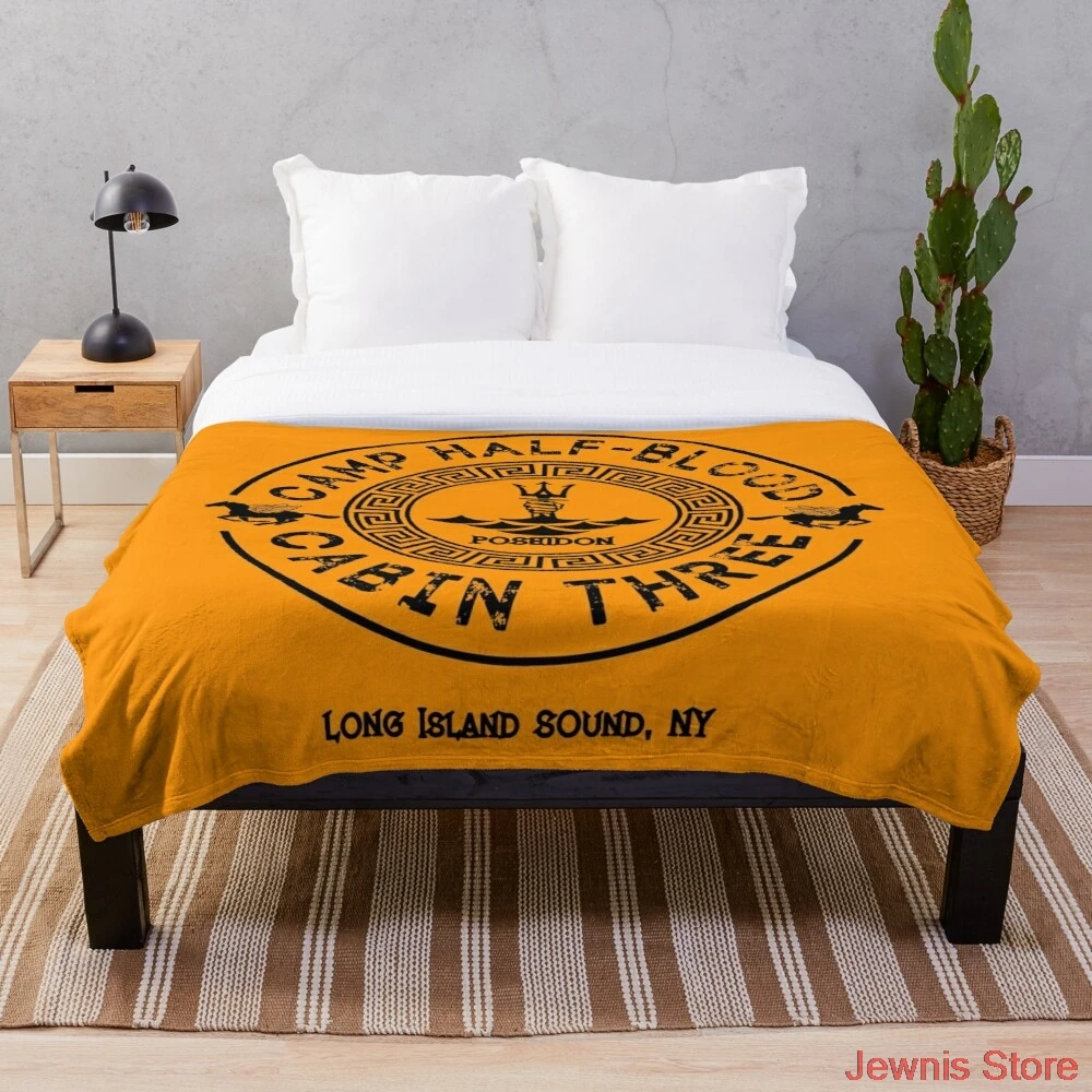 

Percy Jackson Camp Half Blood Cabin Three Poseidon Throw Blanket flannel Sherpa bedspread bedding sofa picnic fur soft blanket