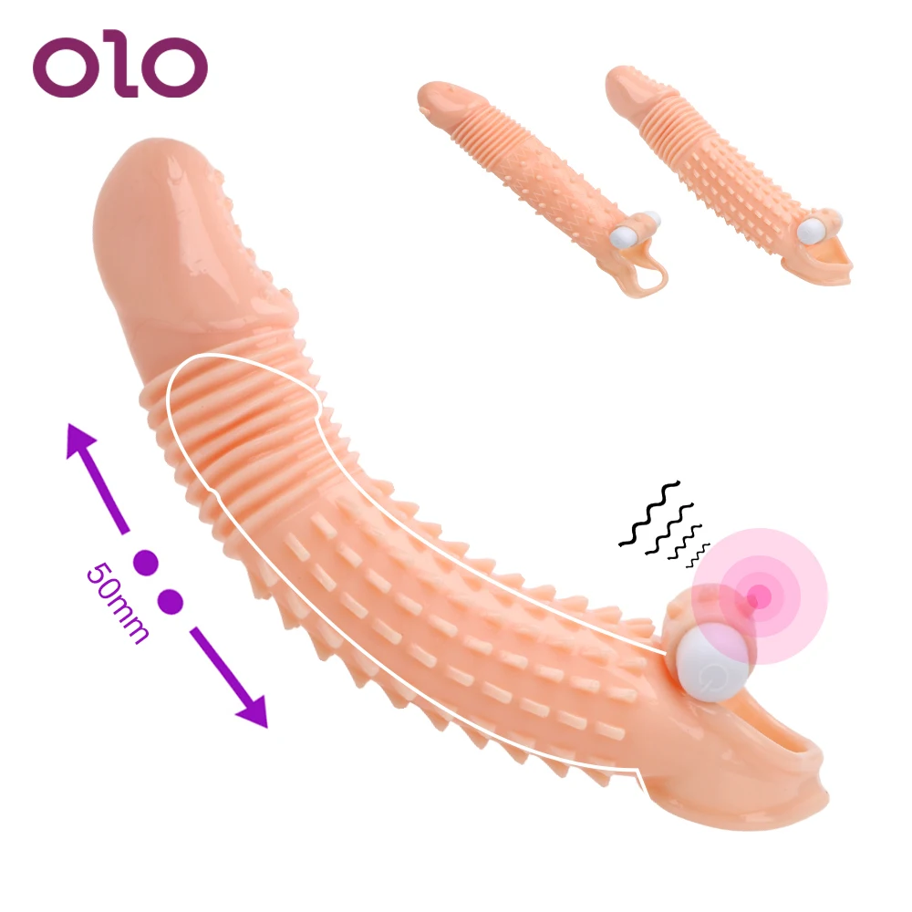 Увеличенные мужские презервативы OLO многоразовые насадки на пенис удлинитель
