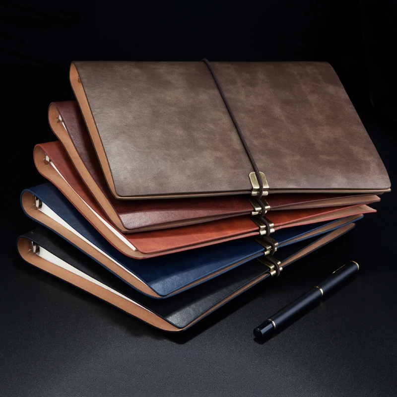 Leather Notebook Cover Spiral Notebook A5 Planner Agenda 2021 Office B5 Business Office Notepad Diary 6 Ring Binder Workbook