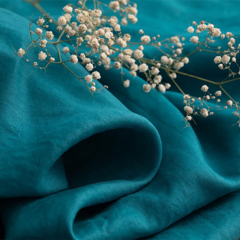 

High-end flax fabric Lake Blue linen fabric High-end gowns, dresses, trousers, shirts and jackets tissu